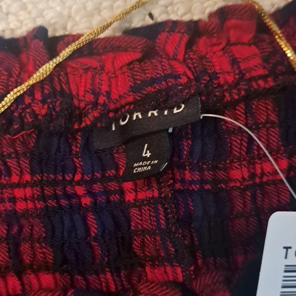 Torrid Red and Blue Smocked Peplum Blouse with 3/4 Sleeves - Picture 5 of 5